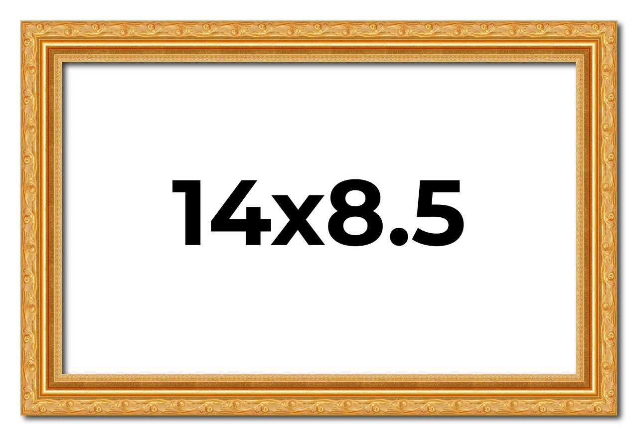 14x8.5 Solid Wood Antique Picture Frame with UV-Resistant Acrylic & Acid-Free Backing, Available in 4 Finishes: Bronze, Gold, Silver, and Gold with Black